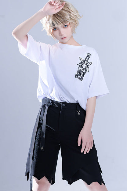 Black Spooky Shadow Irregular High Waisted Ouji Lolita Shorts