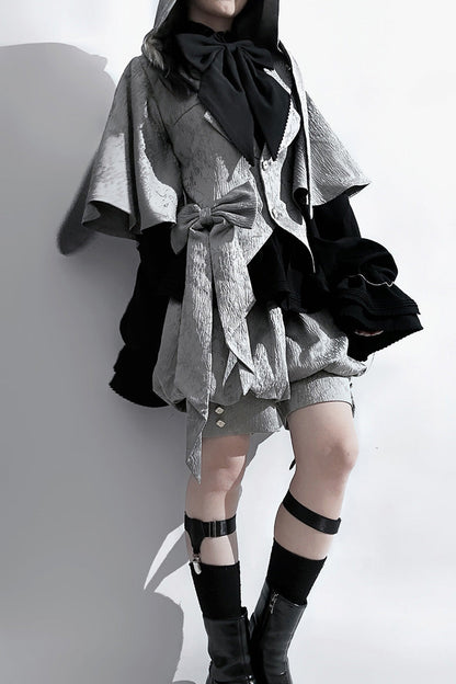 Grey Rabbit Hunt Dark Pattern Jacquard Print Ouji Vintage Prince Lolita Vest