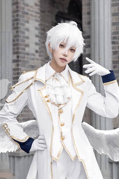 White Angel Prince Handsome Ouji Lolita Set (Including Coat, Shirt, Pants, Vest, Scarf)