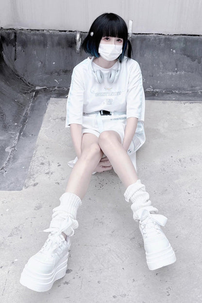 College Lace-Up Sweet Jirai Kei Japanese Platforms Shoes 2 Colors