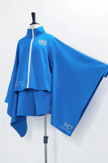 Blue [Network Error] Stand Collar Long Trumpet Sleeves Ouji Gothic Functional Style Japanese Prince Lolita Coat Shorts Set