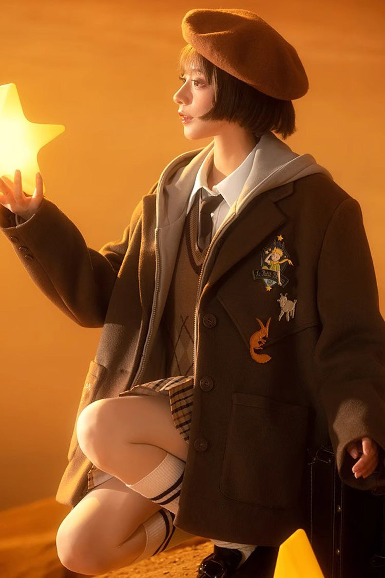 Brown College Style Long Sleeves Ouji Vintage Lolita Coat