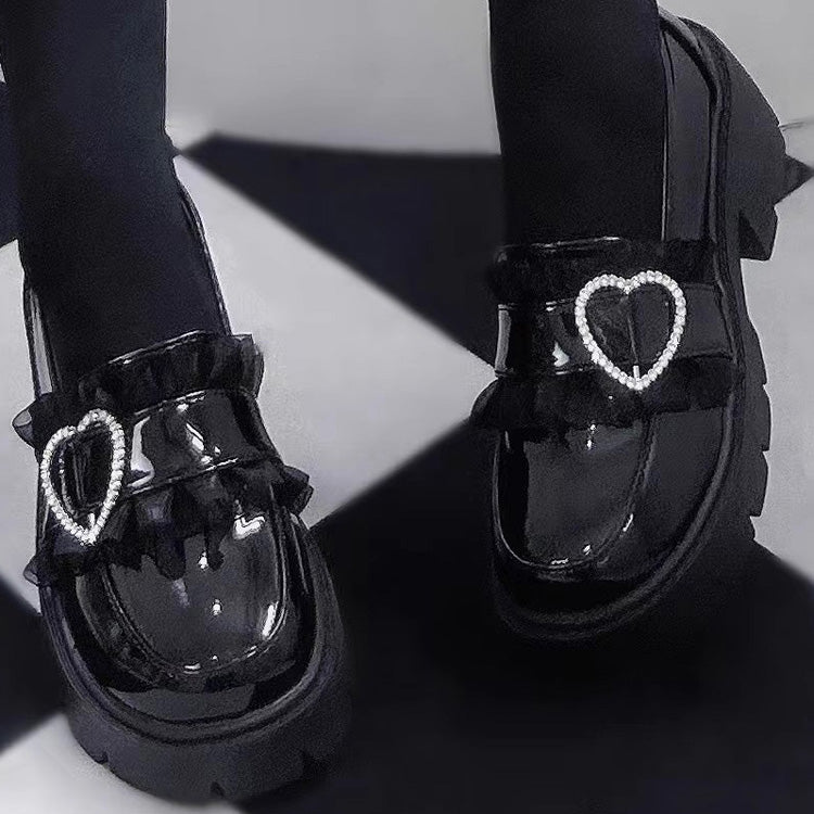 Heart Rhinestone Jirai Kei Elegant Lolita Platforms 3 Colors