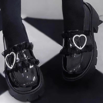 Heart Rhinestone Jirai Kei Elegant Lolita Platforms 3 Colors
