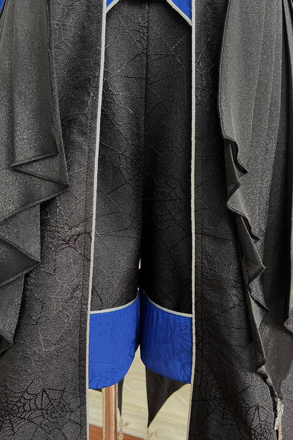 Black/Blue Courtly Knight-Style Long Sleeves Ruffle Embroidery Prince Ouji Lolita Set