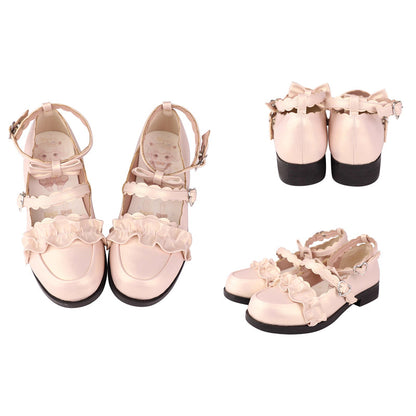 Sweet Ruffle Bowknot Japanese Lolita Shoes 15 Colors