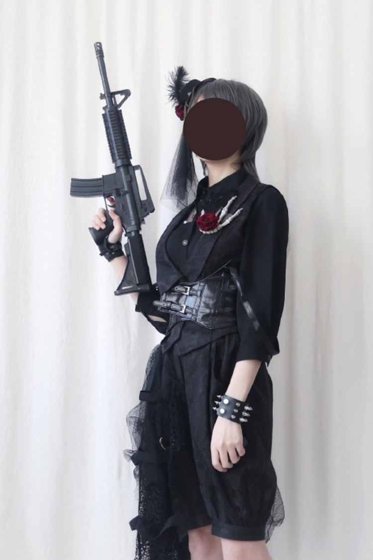 Black Spider Web Diamond Lace Gothic Ouji Lolita Clothing