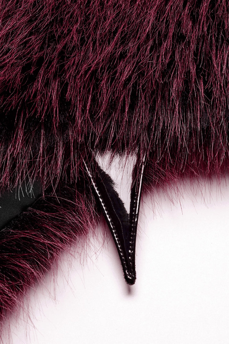 Red Stand Collar Sleeveless Gradient Faux Fur Women's Gothic Cape