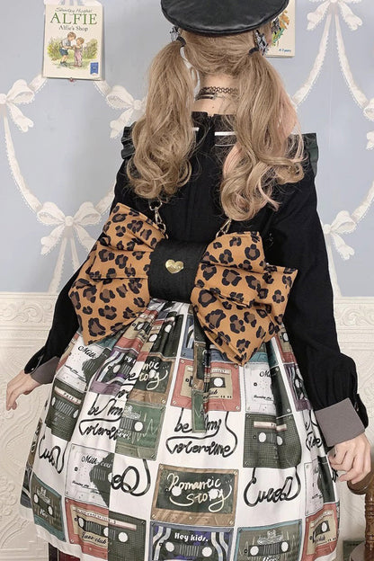 Brown Polka Dot Print Bowknot Shaped Sweet Lolita Backpack
