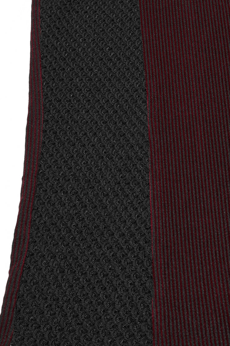 Black/Red Round Collar Sheer Mesh Color Matching Rivet Men's Punk Vest