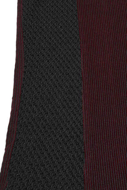 Black/Red Round Collar Sheer Mesh Color Matching Rivet Men's Punk Vest