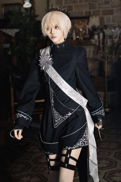 Black [Sword of Oath] Long Sleeves Embroidered Gothic Vintage Knight Prince Ouji Lolita Set