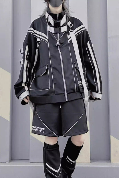 Cyberpunk Functional Long Sleeves Print Jirai Kei Handsome Sports Coat 2 Colors