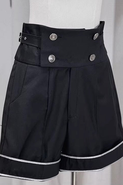 Black [Rules of the Otherworld] Long Sleeves Gothic Ouji Lolita Shorts Coat Set