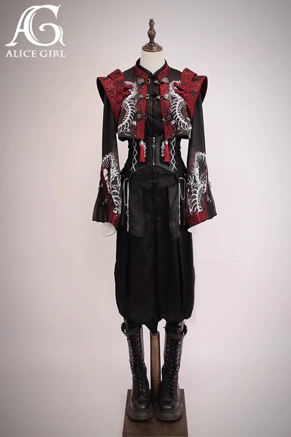 [Bone Dragon] Long Sleeves Print Ouji Fashion Classic Lolita Coat 2 Colors