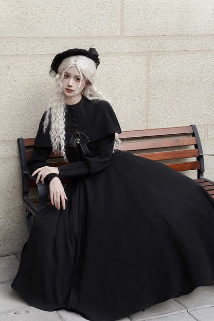 Black [Thirteenth Evening] Long Sleeves Slim Gothic Elegant Lolita Dress