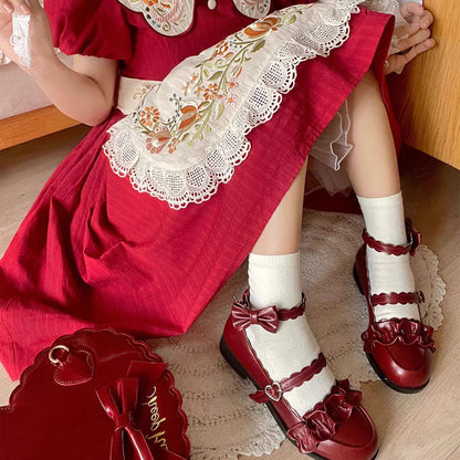Sweet Ruffle Bowknot Japanese Lolita Shoes 15 Colors