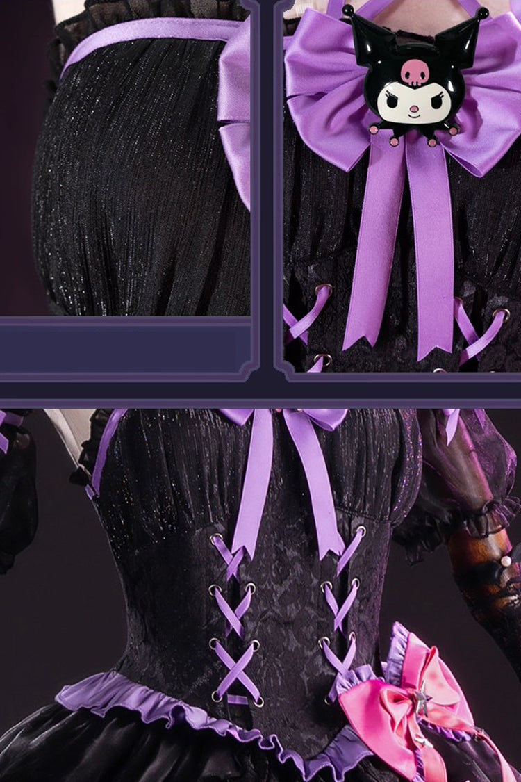 Black/Purple [Identity V] Ruffle Cardigan Bowknot Lace-Up Gothic Anime Cosplay Lolita Jsk Dress