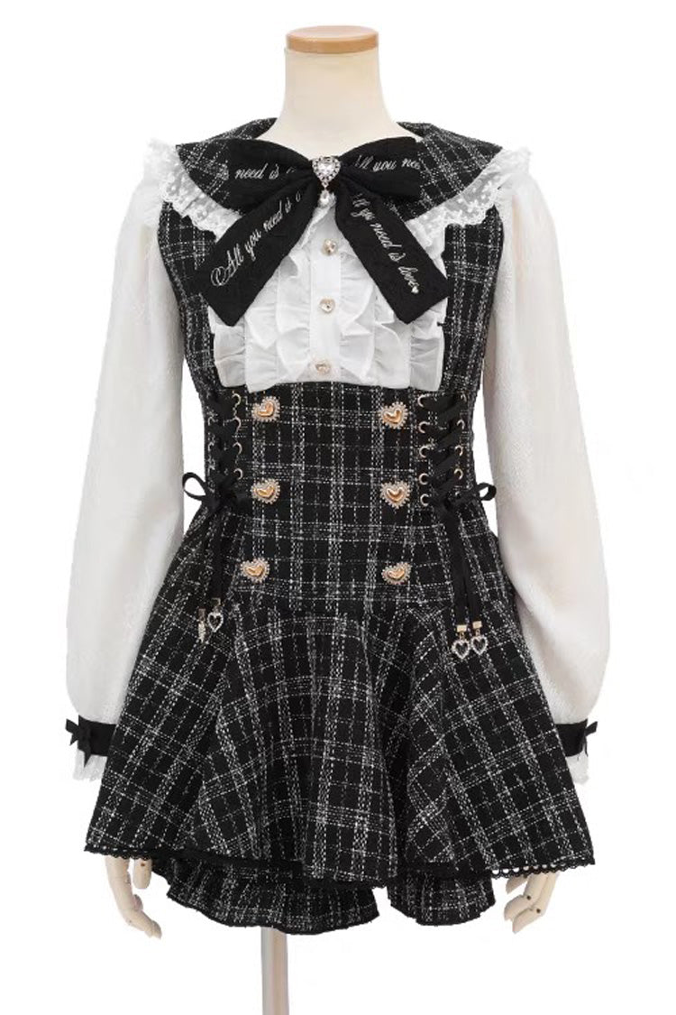 Black/White Japanese Lace Sweet Jirai Kei Dress Blouse Shorts Set