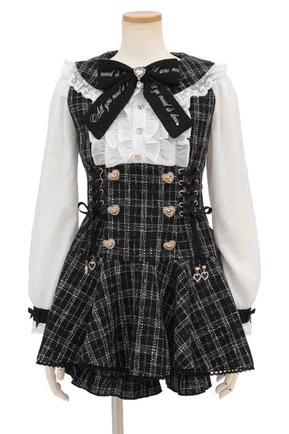 Black/White Japanese Lace Sweet Jirai Kei Dress Blouse Shorts Set