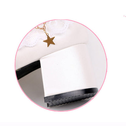 Stars Pendants Bowknot Lace Classic Lolita Heel Shoes