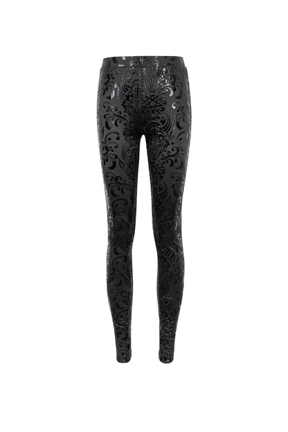 Black Stretch Pentagram Knit Special Print Women's Gothic Leggings