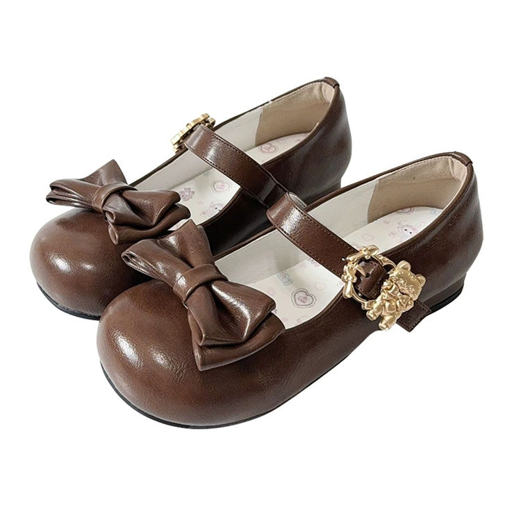 Bowknot Round-Toe Low Heel Sweet Lolita Mary Jane Shoes 4 Colors