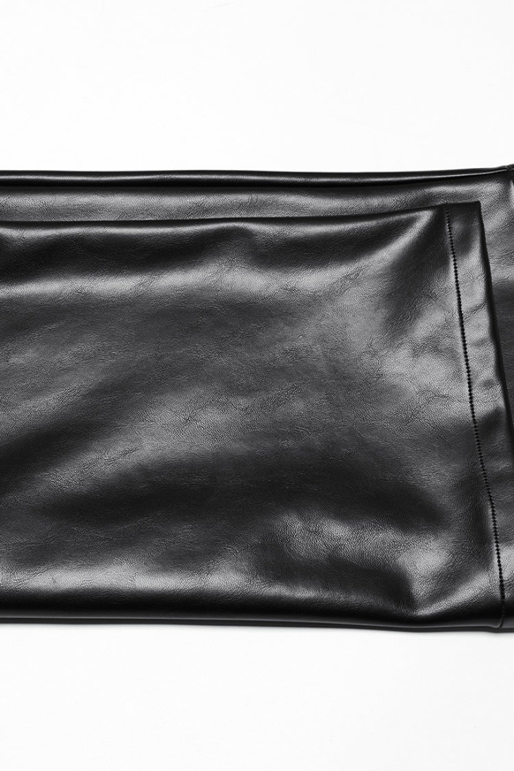 Black Print Men's Punk Leather Pants