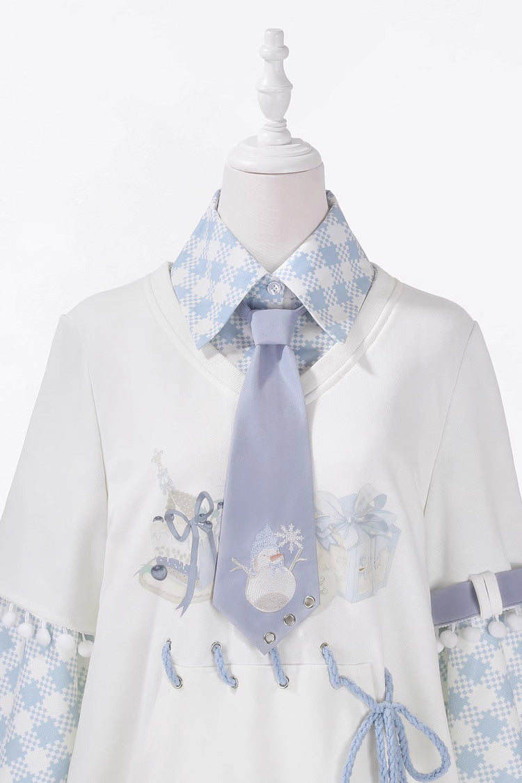 White Lapel Collar Long Sleeves Print Asymmetric Prince Handsome Ouji Lolita Set
