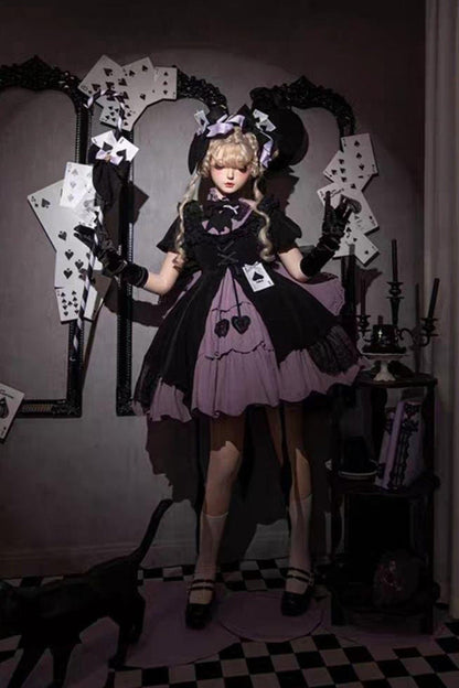 Black/Purple Magical Girl Phantom Thief Ace of Spades Multi-layer Cardigan Gothic Lolita Dress
