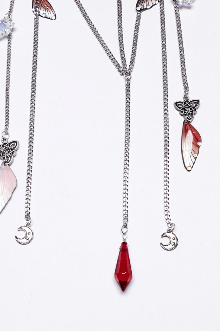 Red Irregular Women's Gothic Crystal Cross Headwear