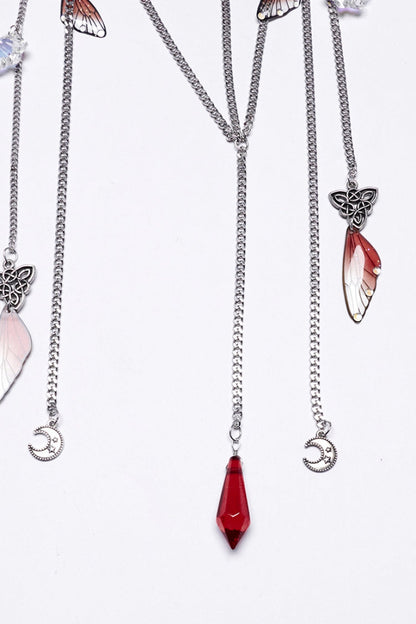Red Irregular Women's Gothic Crystal Cross Headwear