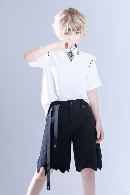 Black Spooky Shadow Irregular High Waisted Ouji Lolita Shorts