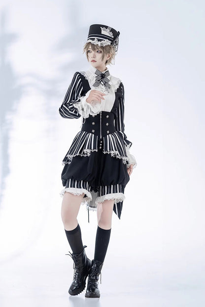 Black/White Wonderful Trick Print Lace Ouji Fashion Elegant Lolita Blouse