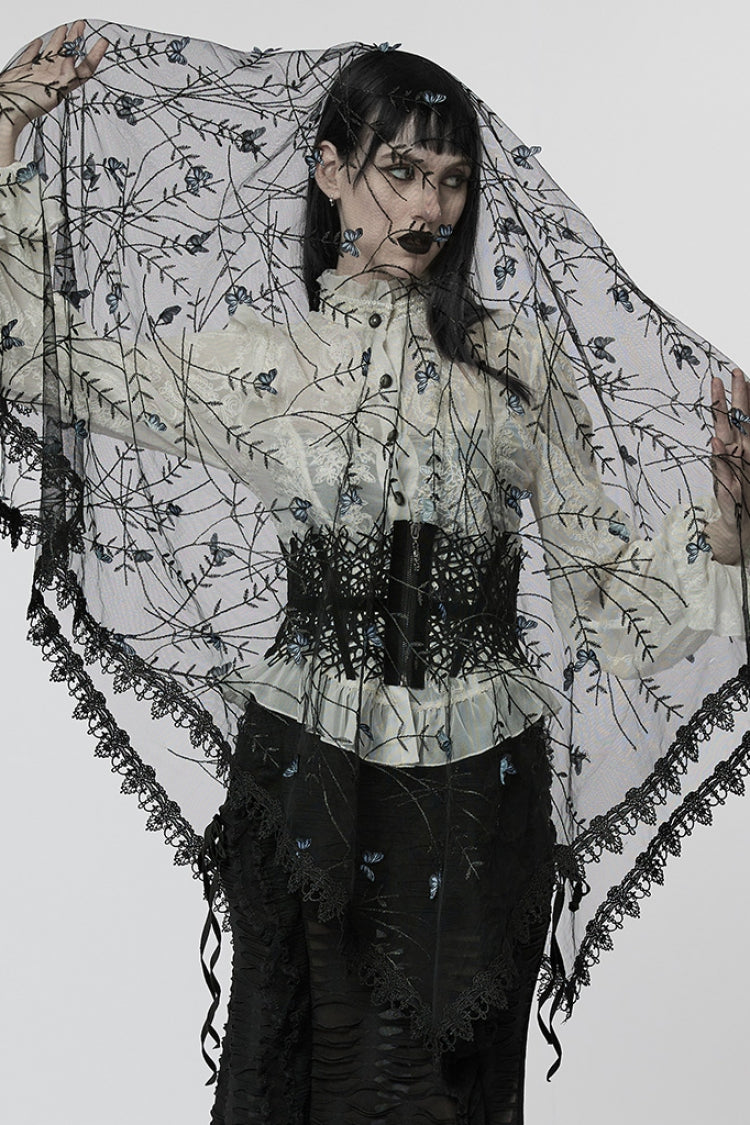 Black Three-Dimensional Floral Butterfly Lace Women's Gothic Headwear