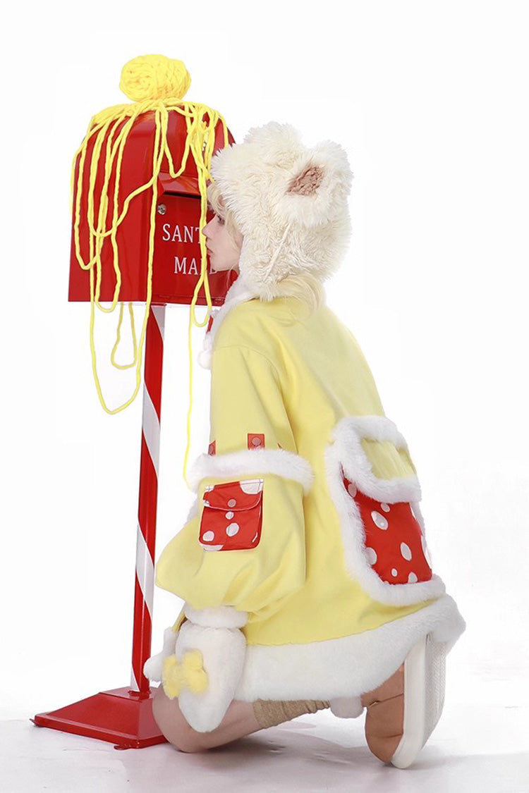 Yellow [Mushroom House] Long Sleeves Embroidery Bowknot Sweet Lolita Coat
