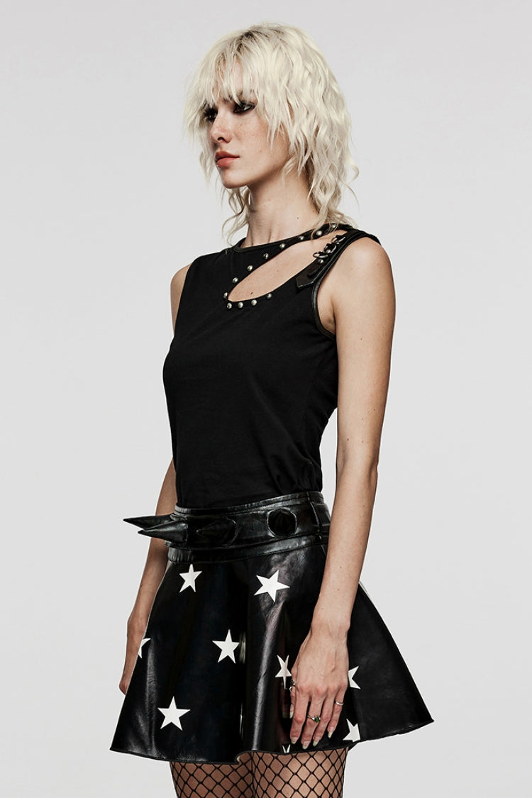 Black Sleeveless Rivet Hollow Women's Steampunk Vest
