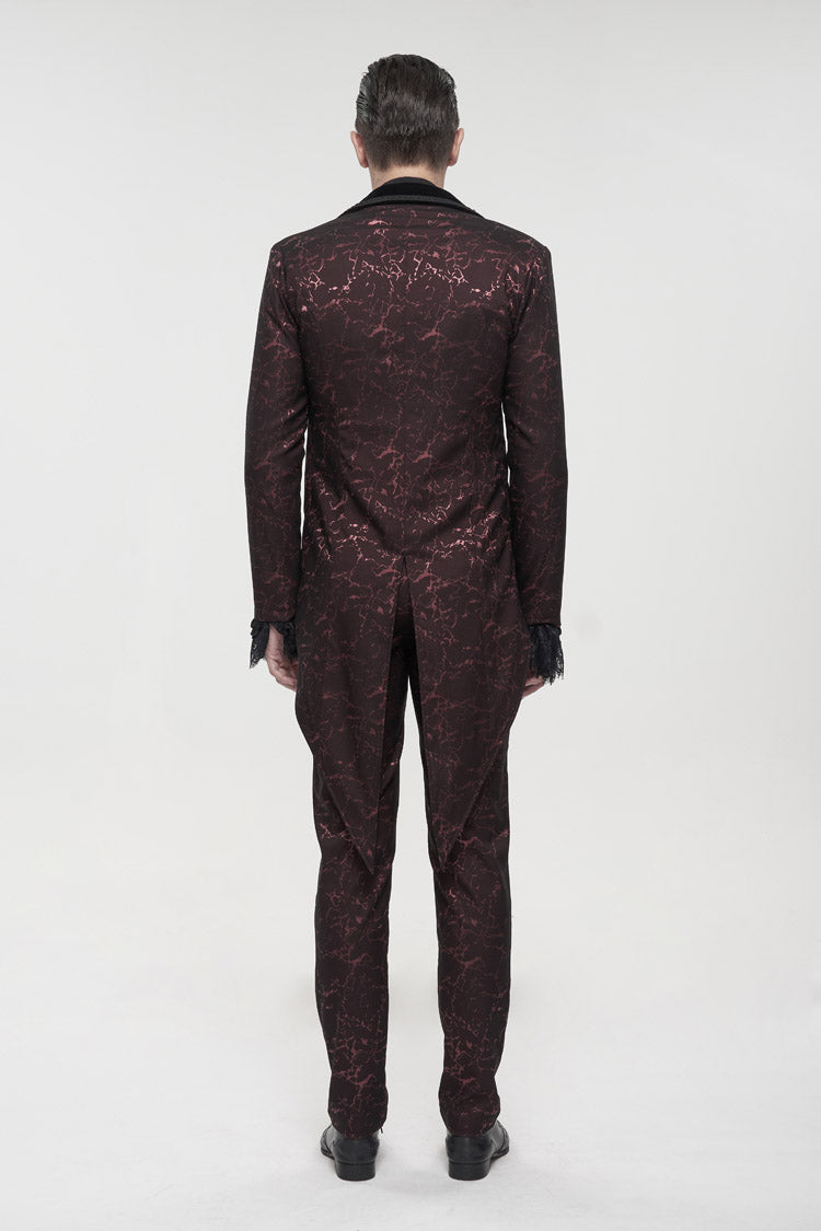Red Bright Pattern Printed Decoration Men's Gothic Tailcoat