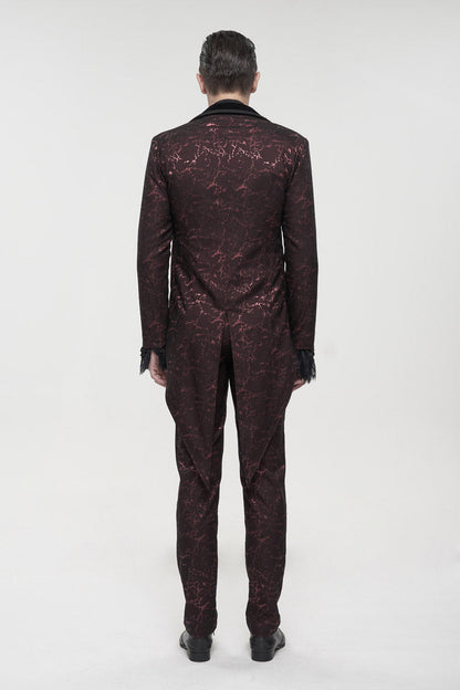 Red Bright Pattern Printed Decoration Men's Gothic Tailcoat