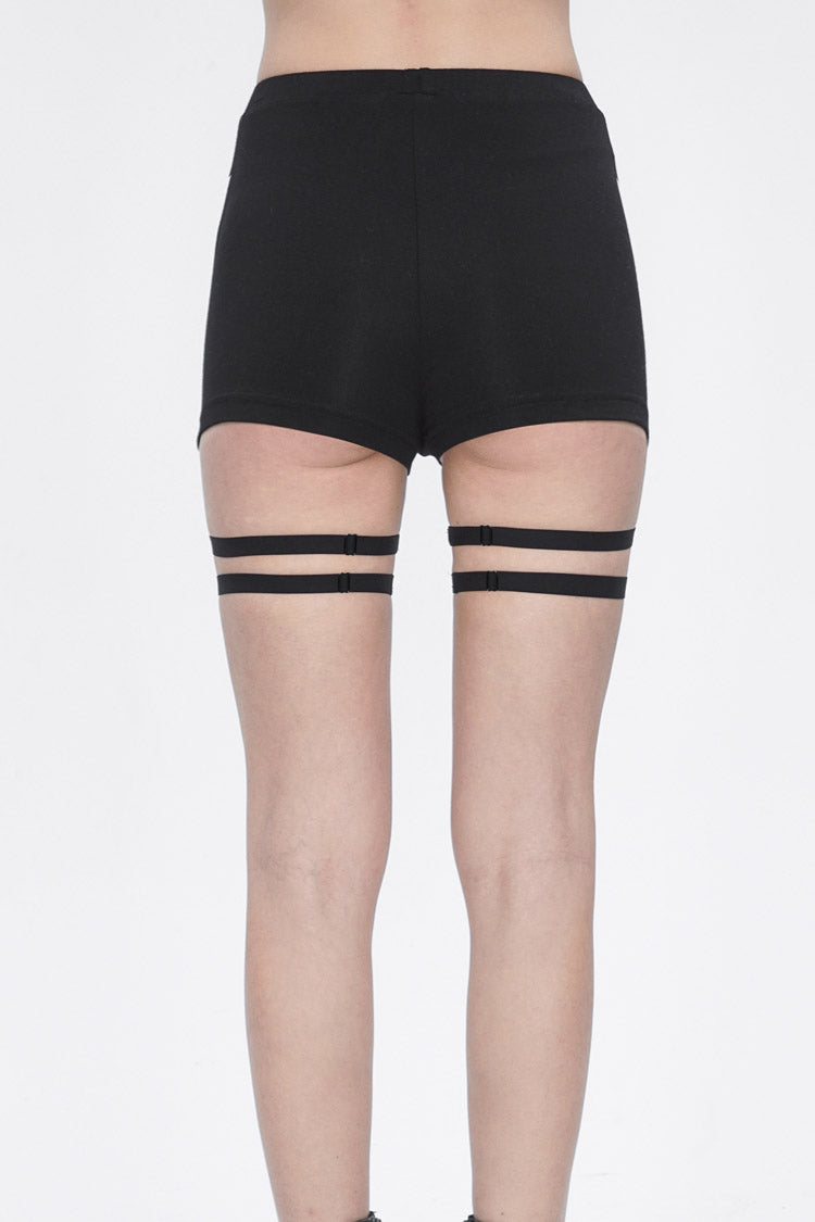 Black Spaghetti Straps Womens Steampunk Shorts