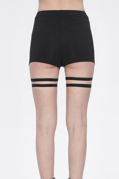 Black Spaghetti Straps Womens Steampunk Shorts