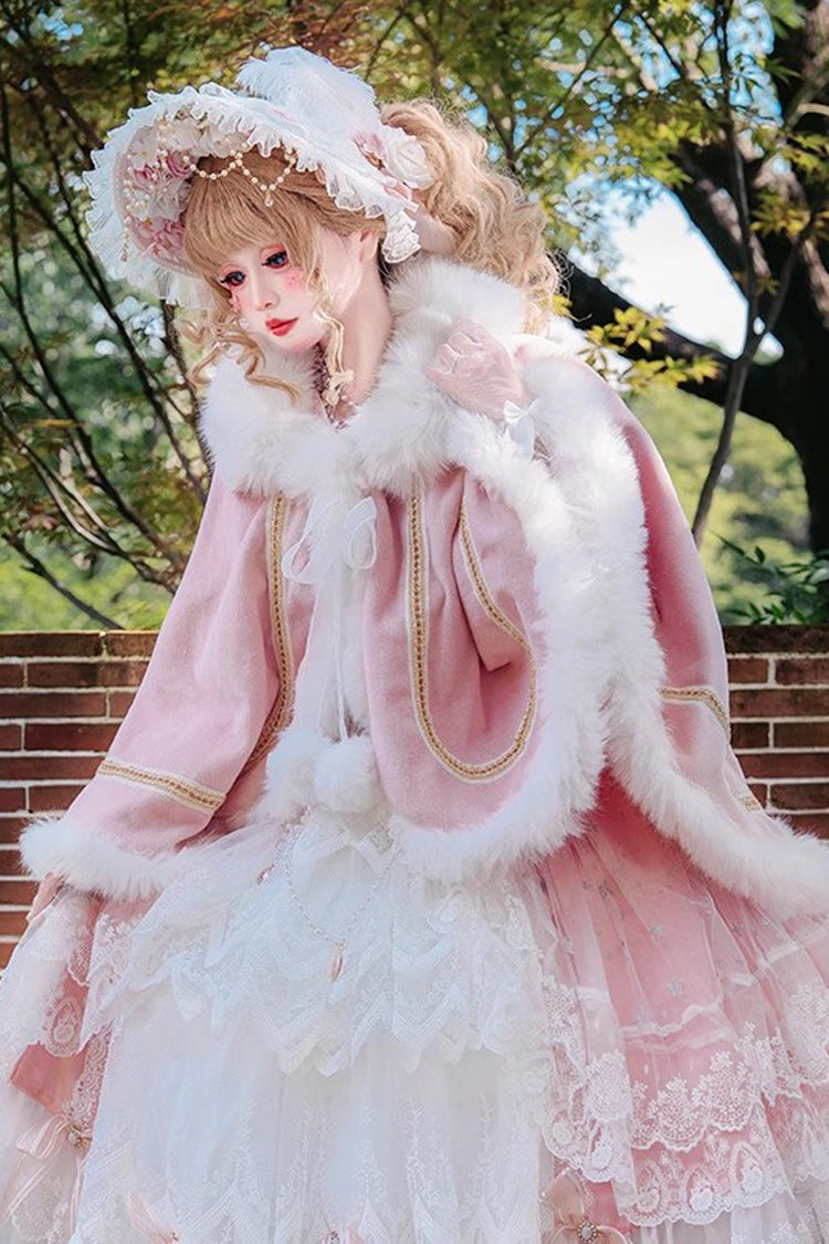 [Snowflake Ballad] Sweet Princess Fur-Collar Lolita Coat Cloak 7 Colors