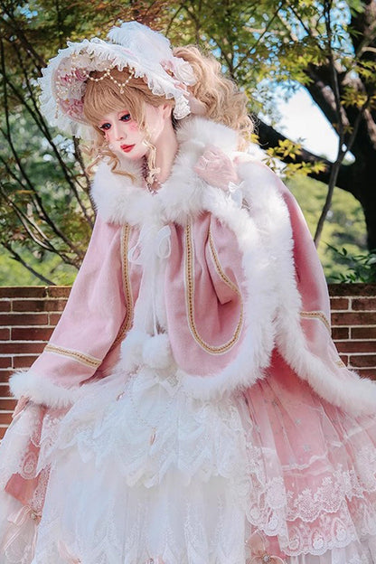 [Snowflake Ballad] Sweet Princess Fur-Collar Lolita Coat Cloak 7 Colors