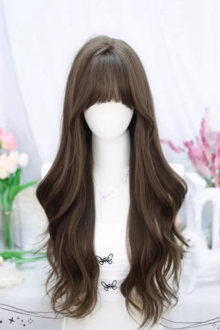Sweet Lolita Air Bangs Long Curly Wig 4 Colors