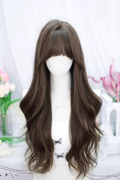 Sweet Lolita Air Bangs Long Curly Wig 4 Colors