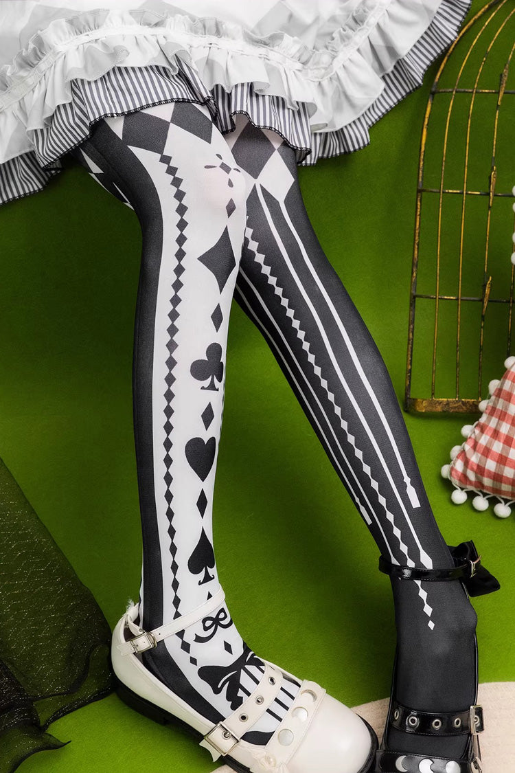 [Alice in Wonderland] Poker Printed Gothic Lolita Tights 5 Colors