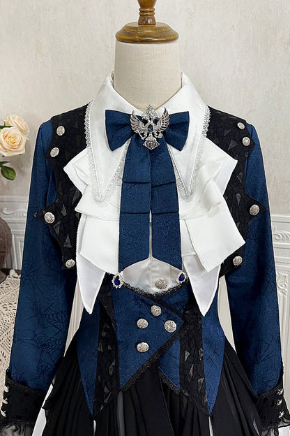 Blue [Chris Son of Evil] Long Sleeves Irregular Prince Handsome Ouji Lolita Coat