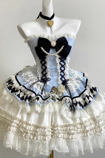 Princess Coronation Multi-layer Ruffle Bowknot Slim Romantic Sweet Lolita Dress 2 Colors