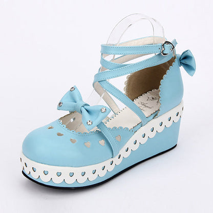 Round Toe Bowknot Lace Sweet Lolita Shoes