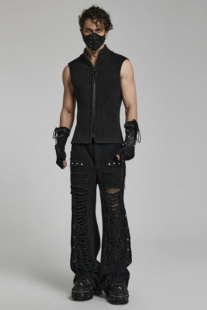 Rivets Print Lace-Up Men's Steampunk Gloves 2 Colors